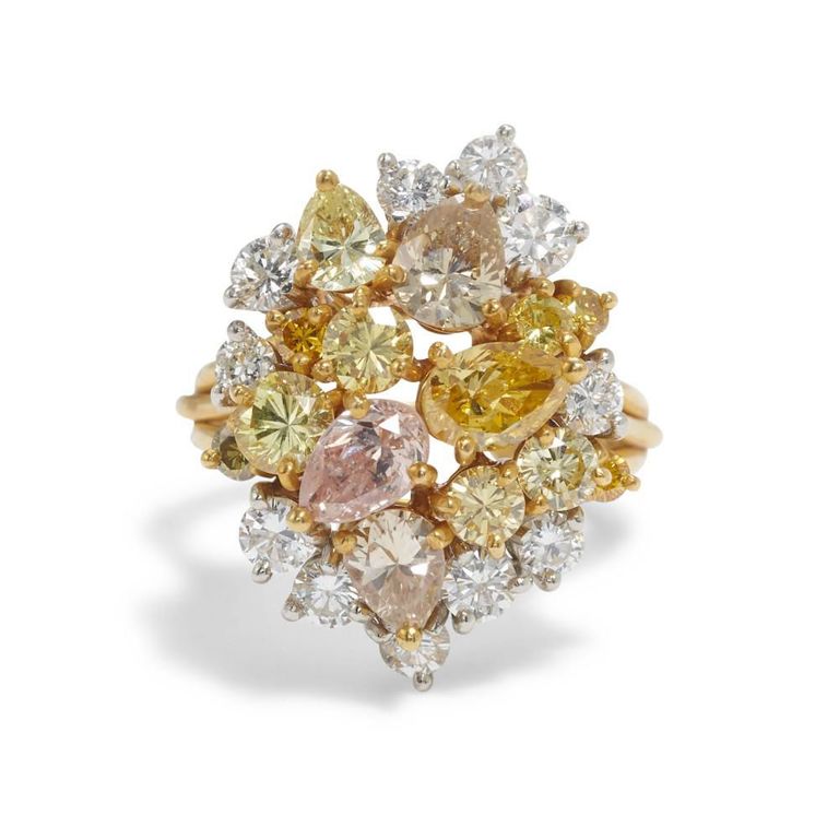 18k Gold and Platinum Colored Diamond Ring