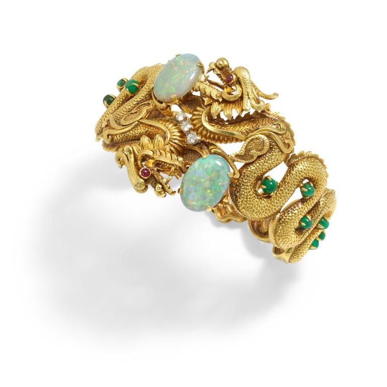 14k Gold Opal Diamond and Gem-Set Bracelet