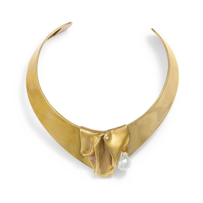 18k Gold Cultured Pearl and Diamond Necklace