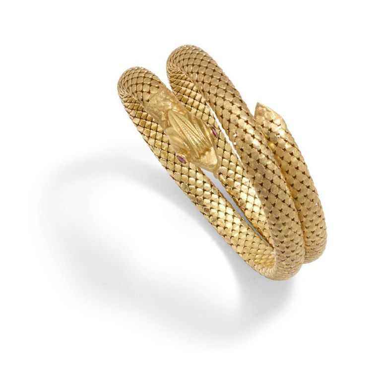 18k Gold Ruby Serpent Bracelet