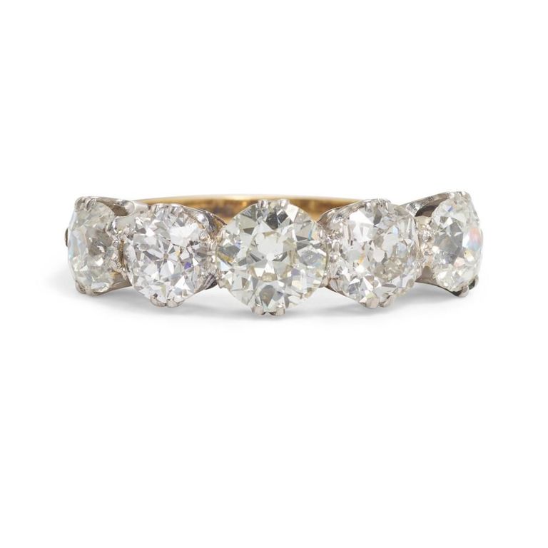 Platinum Gold Diamond Five-Stone Ring
