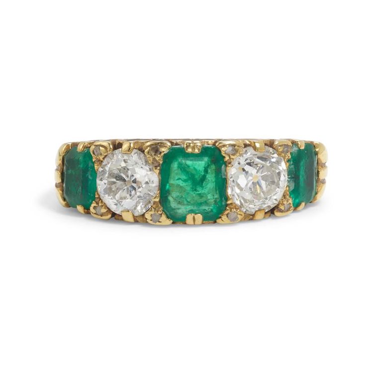 18k Gold Emerald and Diamond Ring