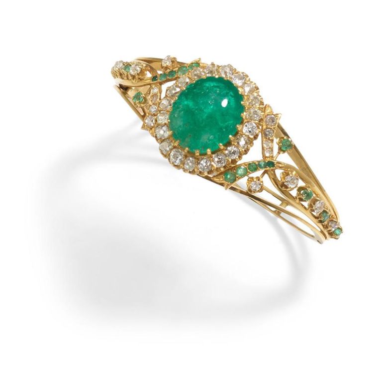 18k Gold Emerald and Diamond Bracelet