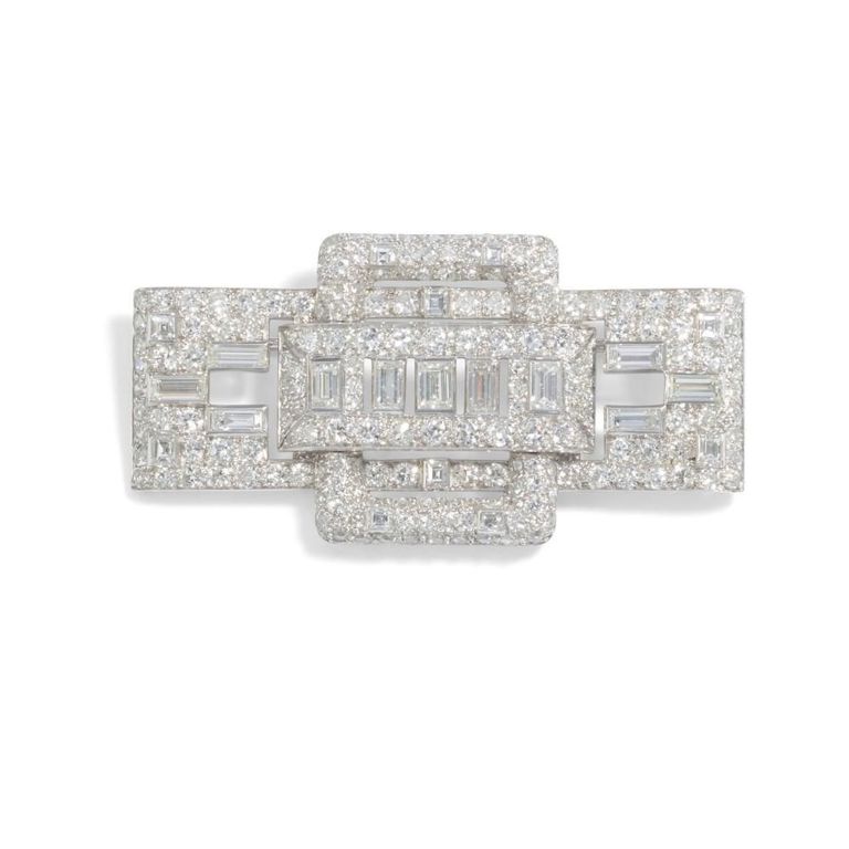 Platinum Diamond Buckle Brooch