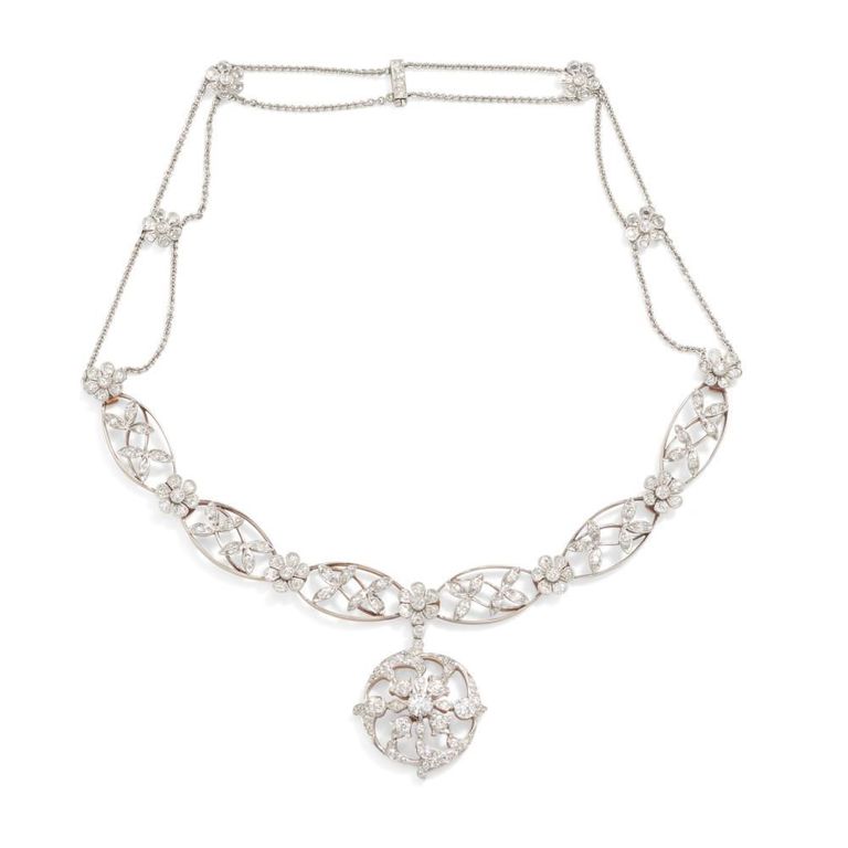 Platinum-Topped Gold Diamond Necklace
