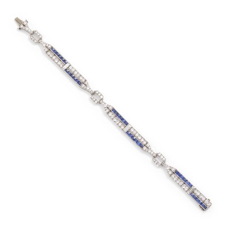 Platinum Sapphire and Diamond Bracelet