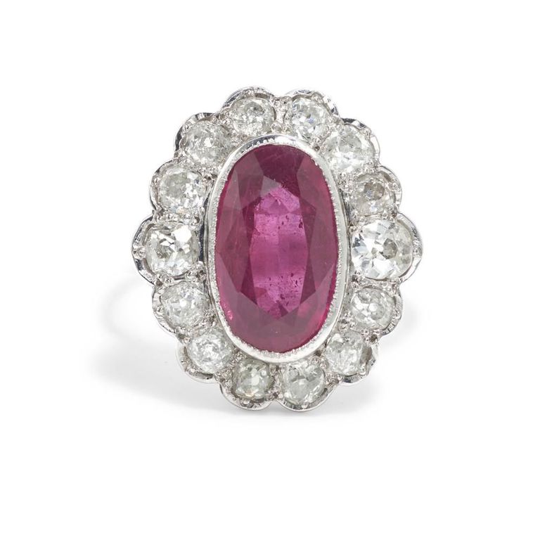 18k White Gold Ruby and Diamond Ring