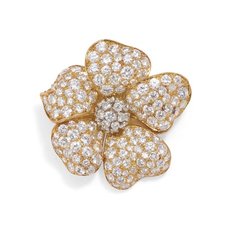 18k Gold Diamond Pendant-Brooch
