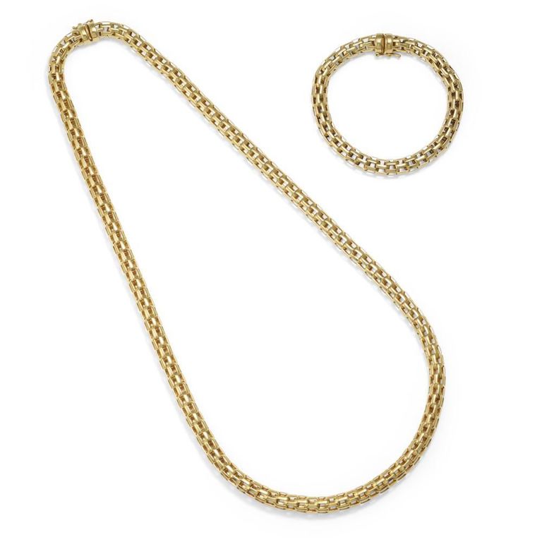 14k Gold Necklace and Bracelet Set