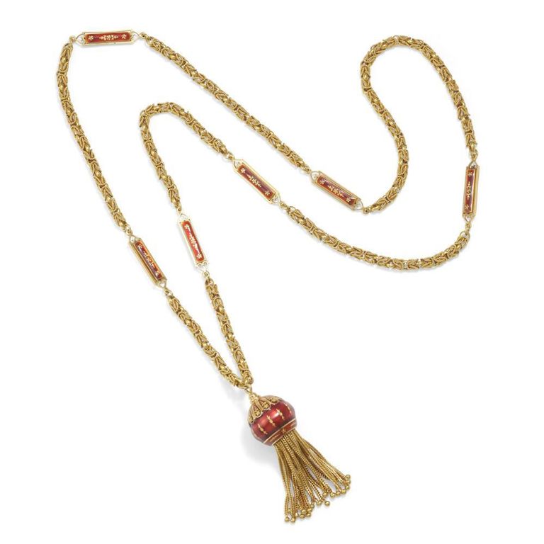 18k Gold and Enamel Necklace