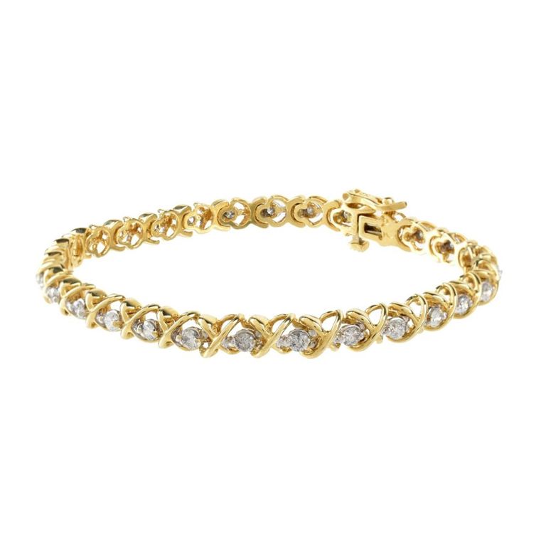 14k Yellow Gold Diamond Line Bracelet
