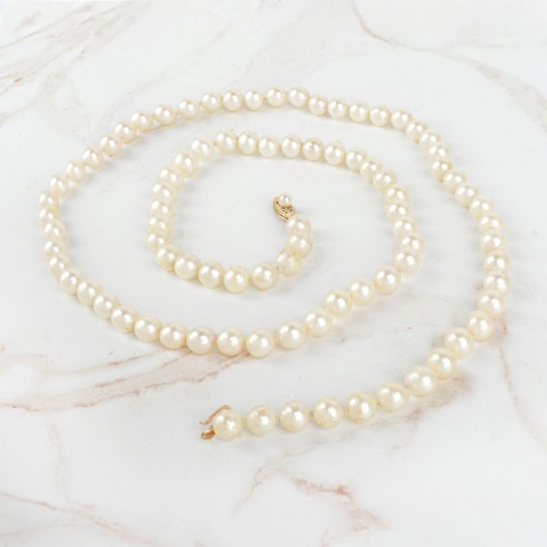 Pearl Necklace With 14k Yellow Gold Clasp