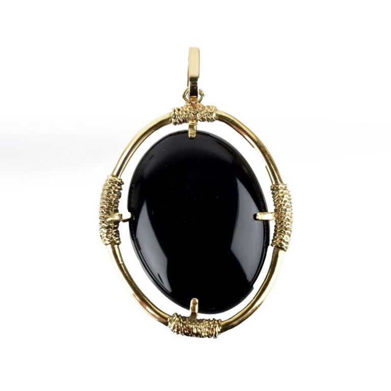 14k Yellow Gold Black Onyx Pendant
