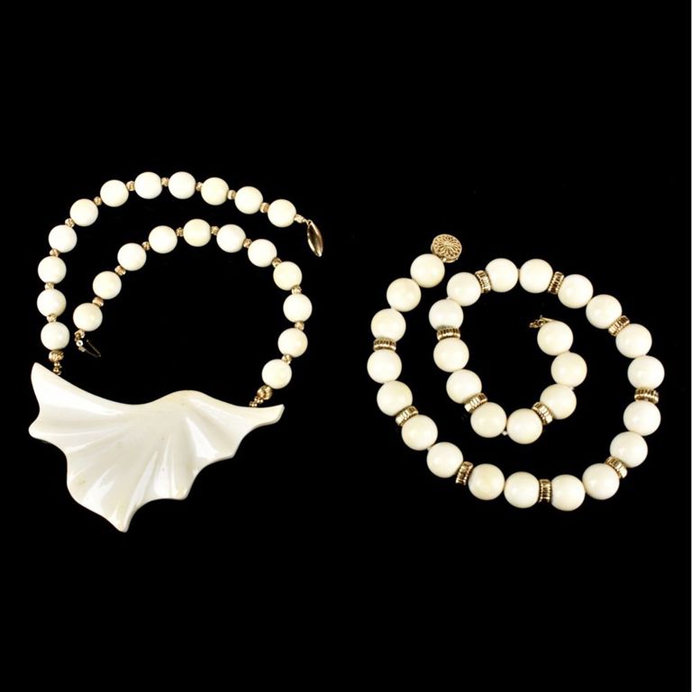 Two 14k Yellow Gold Bead Necklaces
