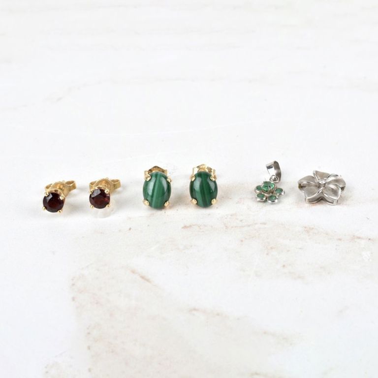 18k and 14k Gold Gemstone Jewelry Set