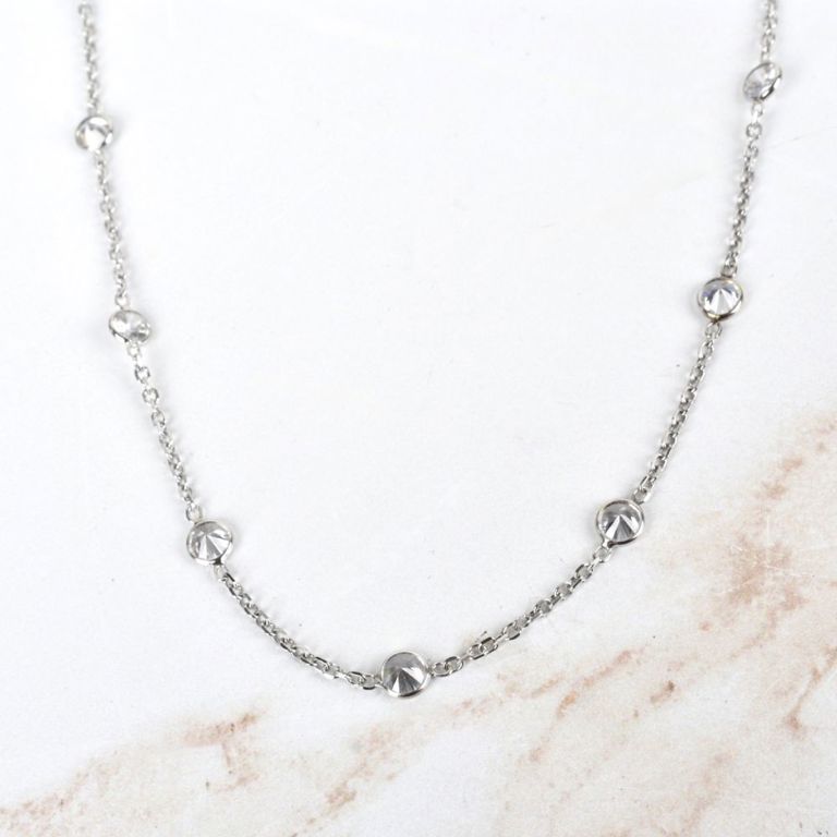 14k White Gold Cubic Zirconia Chain Necklace