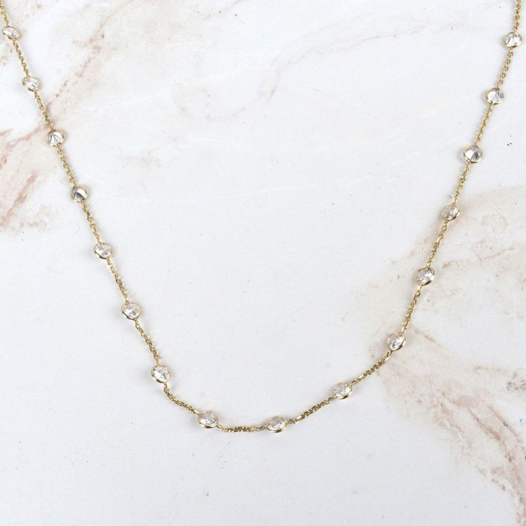 14k Yellow Gold Cubic Zirconia Chain Necklace