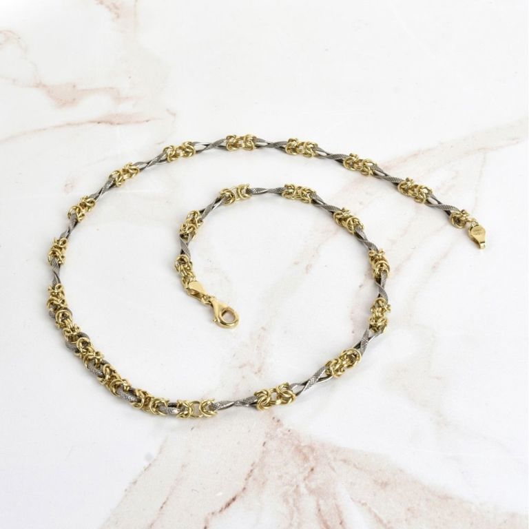 950 Platinum and 18k Yellow Gold Link Necklace