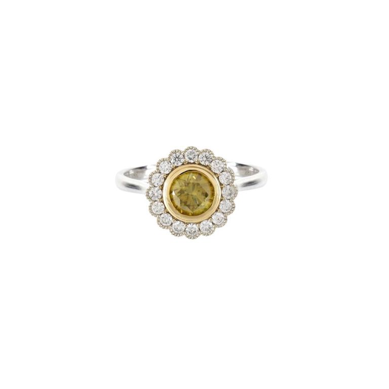 18k White and Yellow Gold Diamond Ring