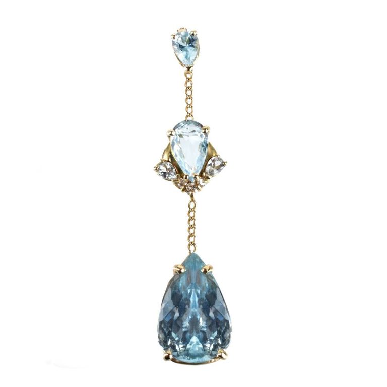 14k Yellow Gold Aquamarine and Diamond Pendant