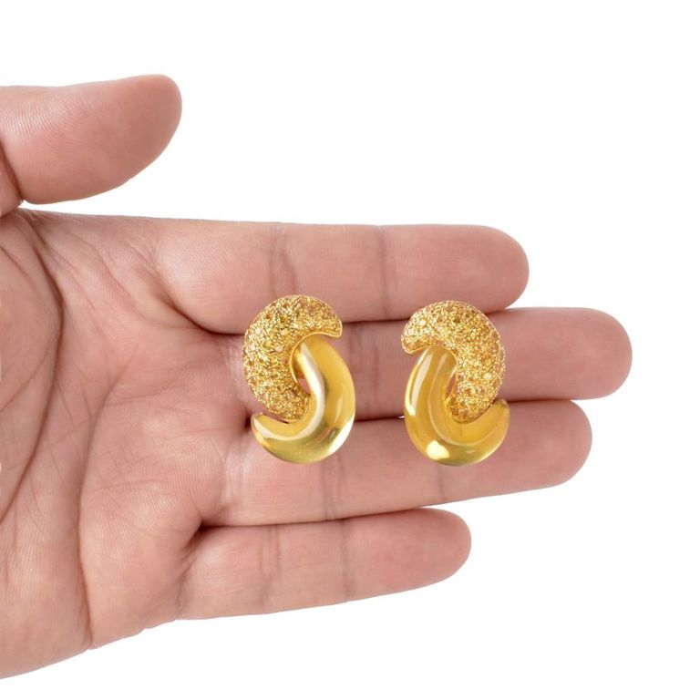 18k Yellow Gold Sapphire and Citrine Earrings