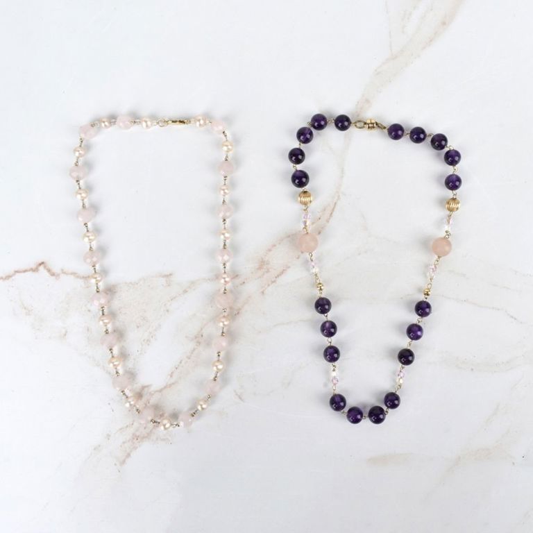 Two 14k Yellow Gold Bead Necklaces