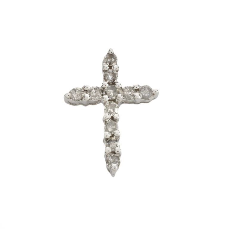 14k White Gold Diamond Cross Pendant