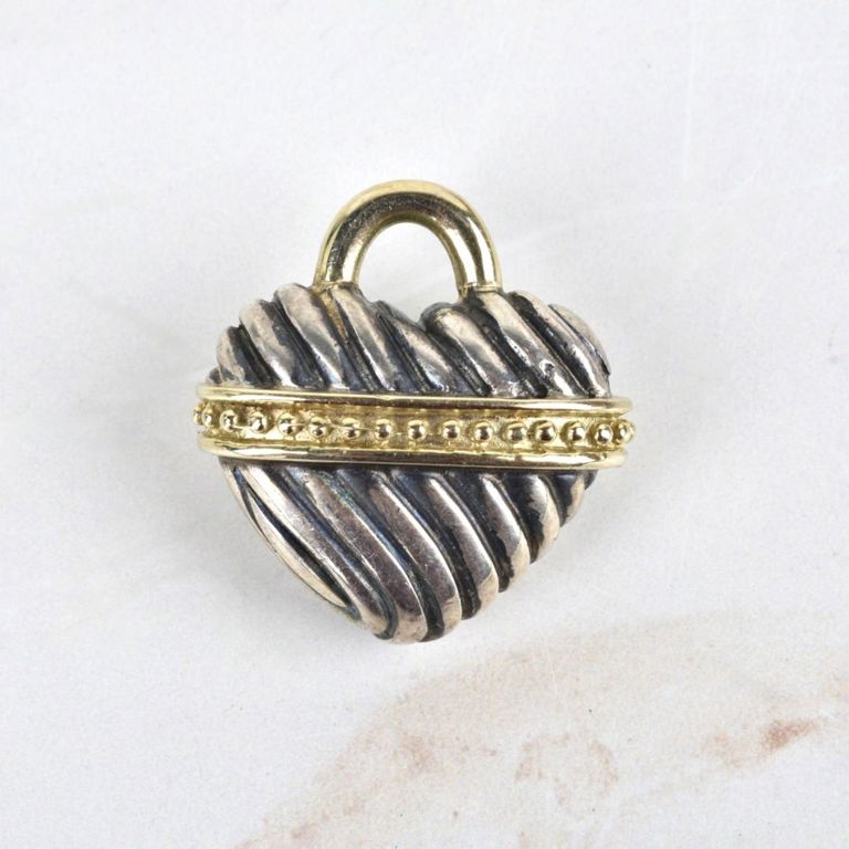 14k Yellow Gold and Sterling Silver Heart Pendant