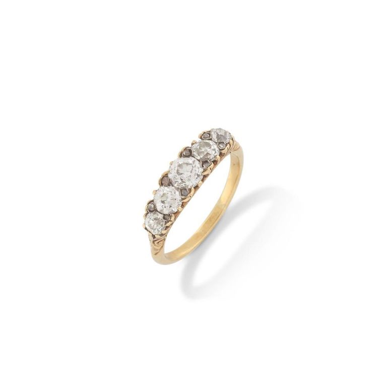 17k Yellow Gold Diamond Half Hoop Ring