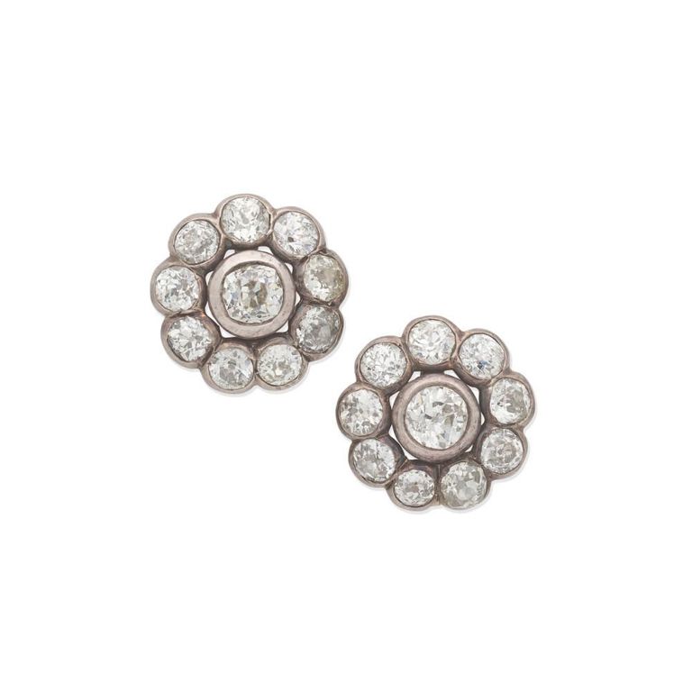 10k Gold Diamond Cluster Earrings