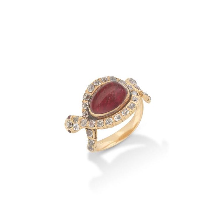 Ruby and Diamond Snake Ring