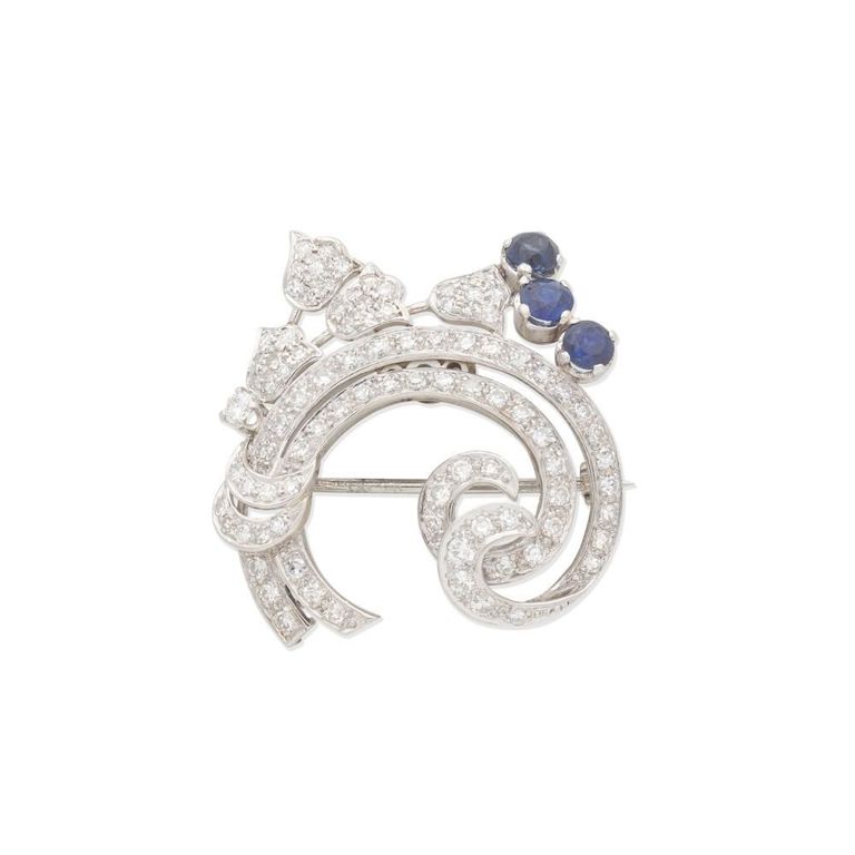 Sapphire and Diamond Brooch/Pendant