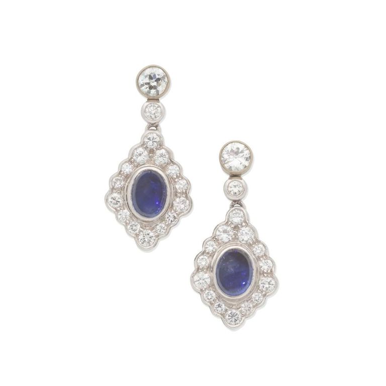 Sapphire and Diamond Pendant Earrings