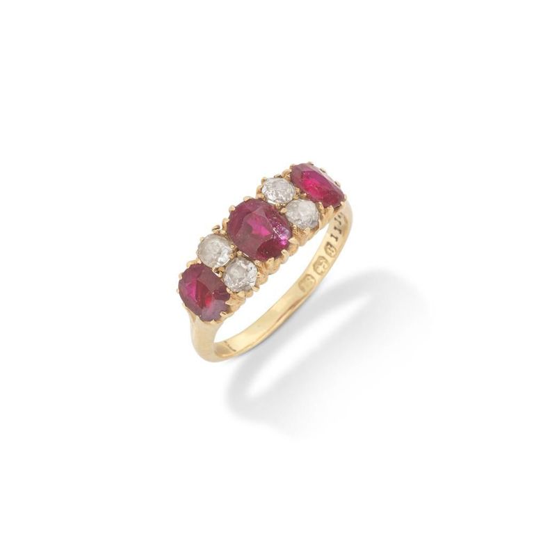 Ruby and Diamond Half Hoop Ring