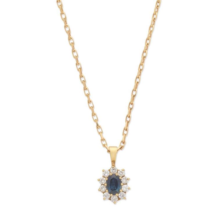 Sapphire and Diamond Pendant Necklace