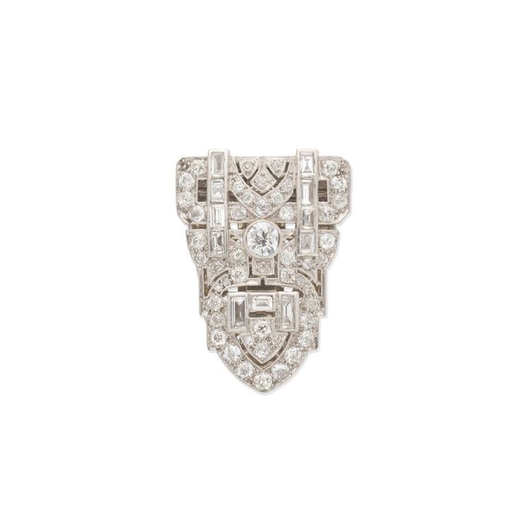 Platinum Diamond Clip Brooch