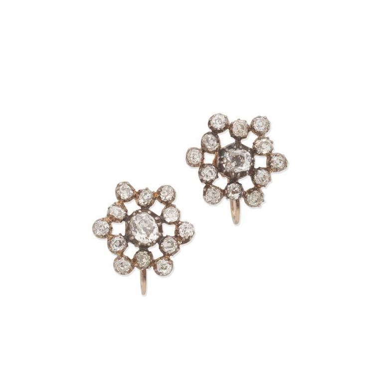 Gold and Silver Diamond Earclips