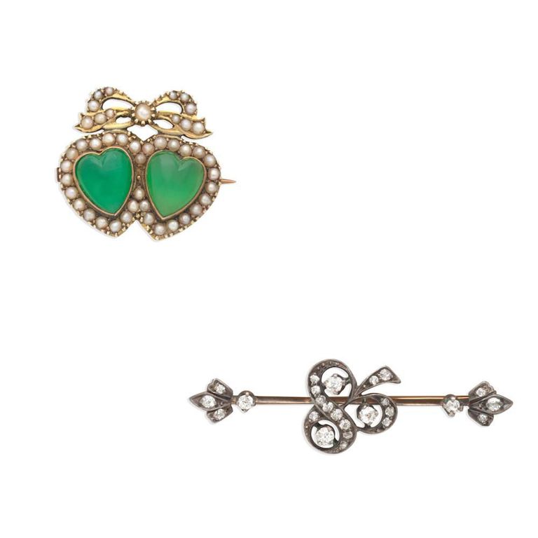 9k and 10k Gold Gem-Set Brooches