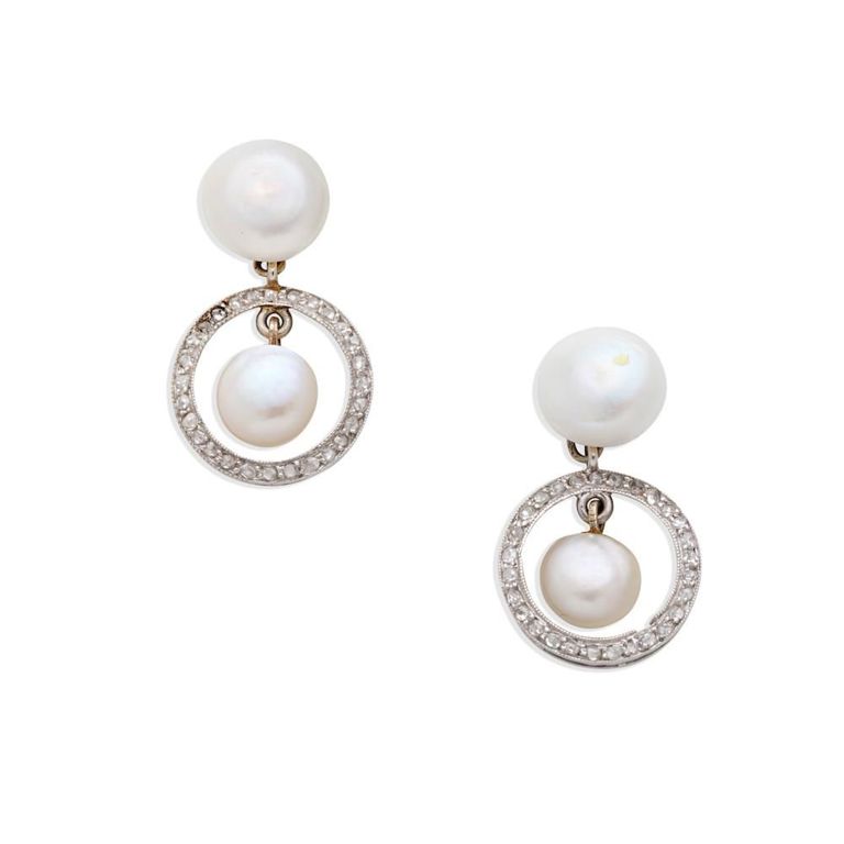 Pearl and Diamond Earrings
