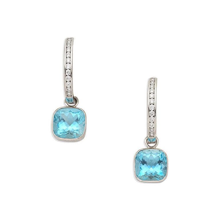 Aquamarine and Diamond Pendant Earrings