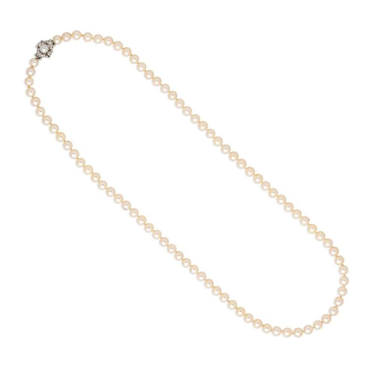 Cultured Pearl and Diamond Necklace
