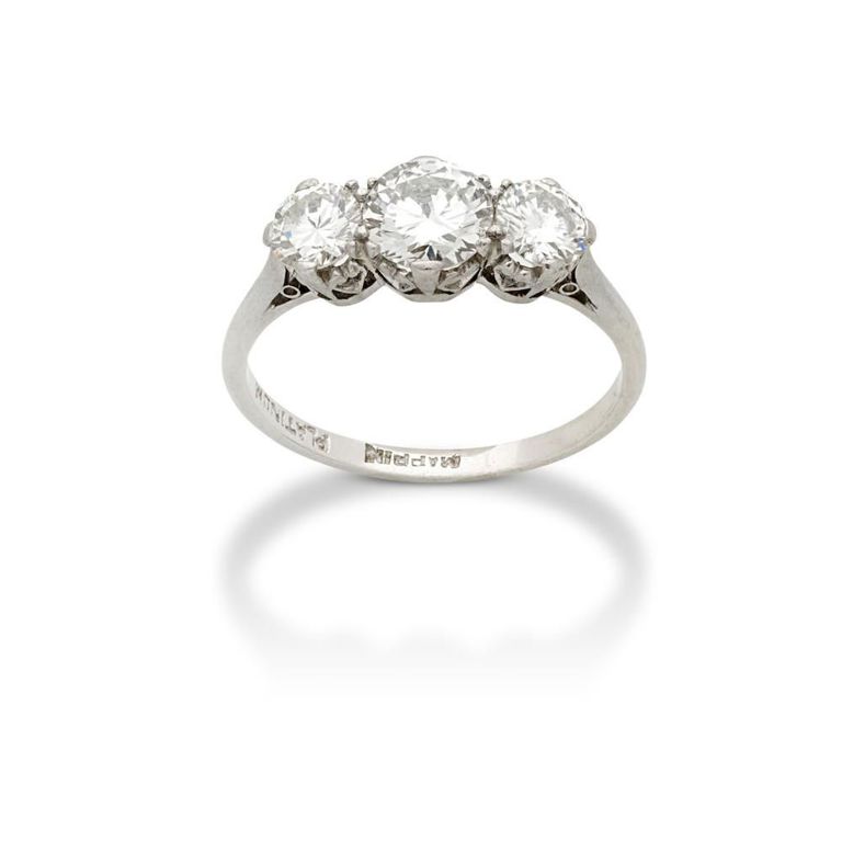 Platinum Diamond Three-Stone Ring