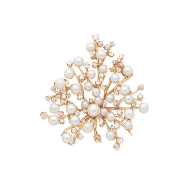 Cultured Pearl and Diamond Brooch/Pendant