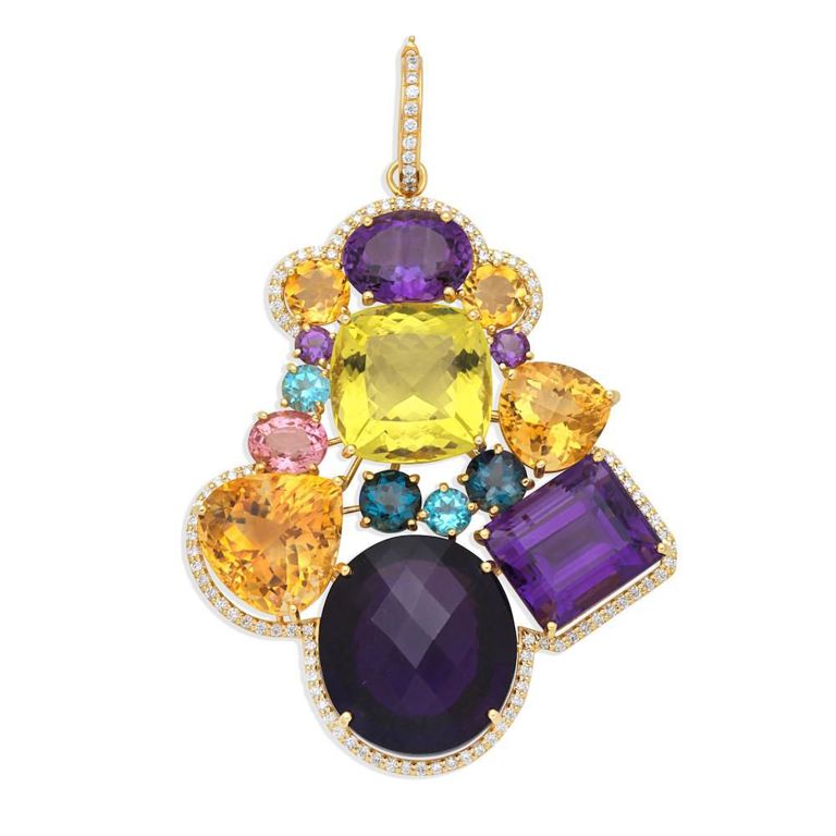 Multi-Gem and Diamond Pendant
