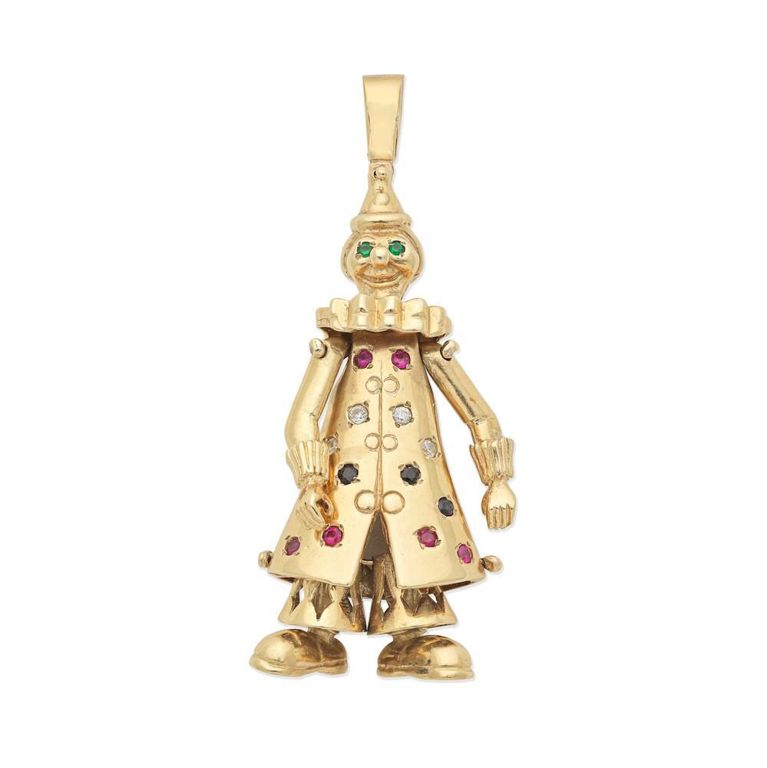 Gem-Set Clown Pendant