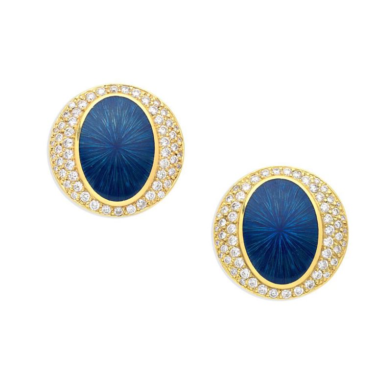 Enamel and Diamond Earrings