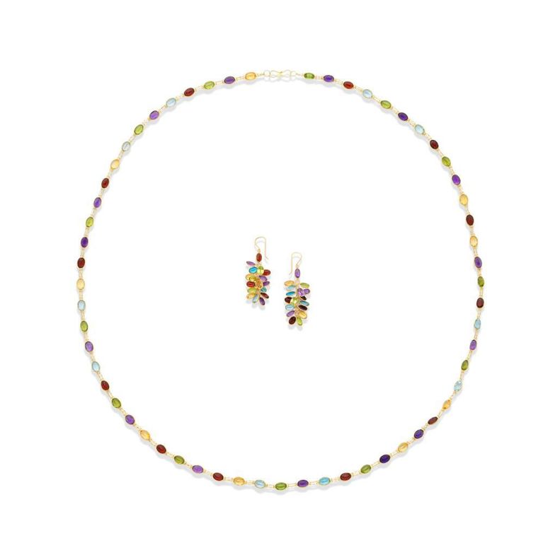 Gem-Set Necklace and Earrings