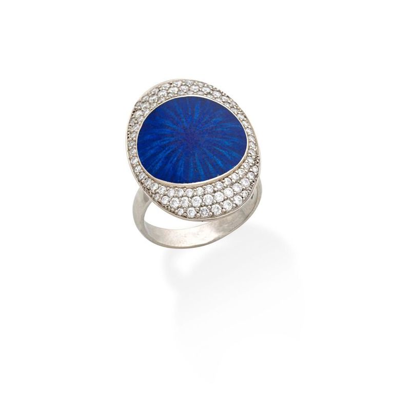 Enamel and Diamond Ring