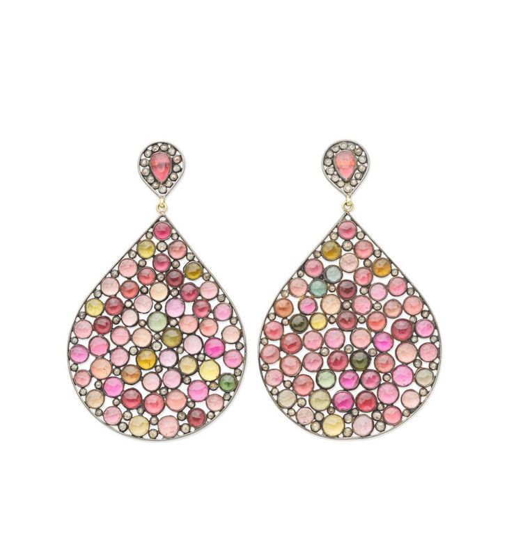Tourmaline and Diamond Pendant Earrings