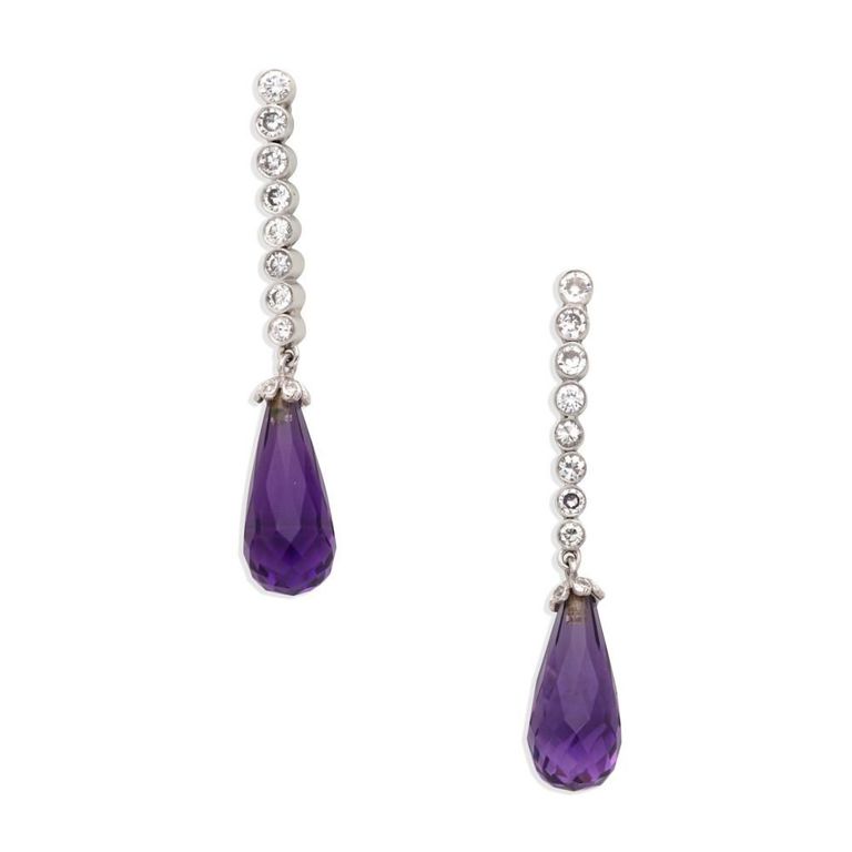 Amethyst and Diamond Earrings